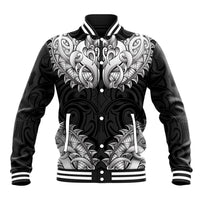 New Zealand Ta Moko Baseball Jacket Aotearoa Maori Chest Tattoo Black