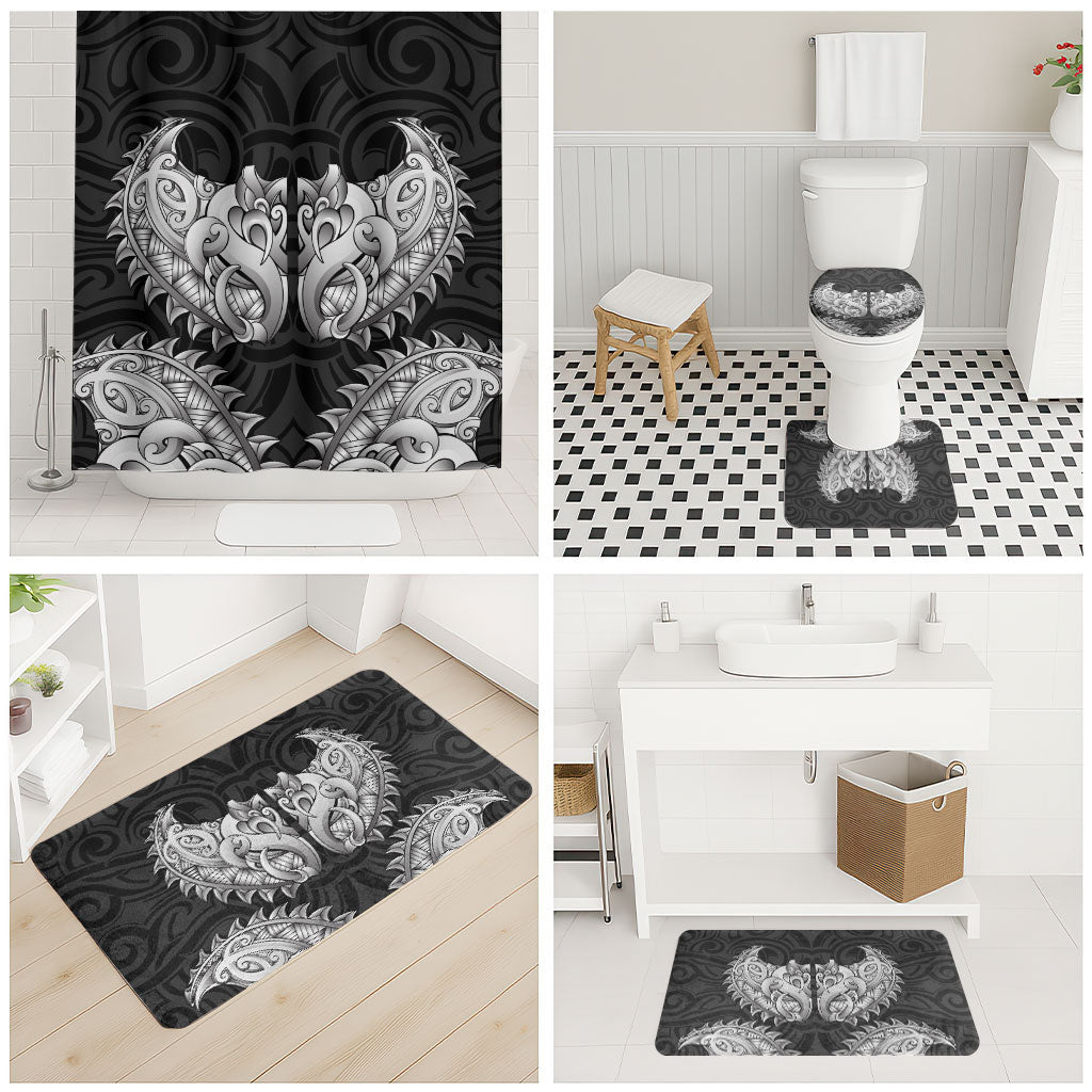New Zealand Ta Moko Bathroom Set Aotearoa Maori Chest Tattoo Black