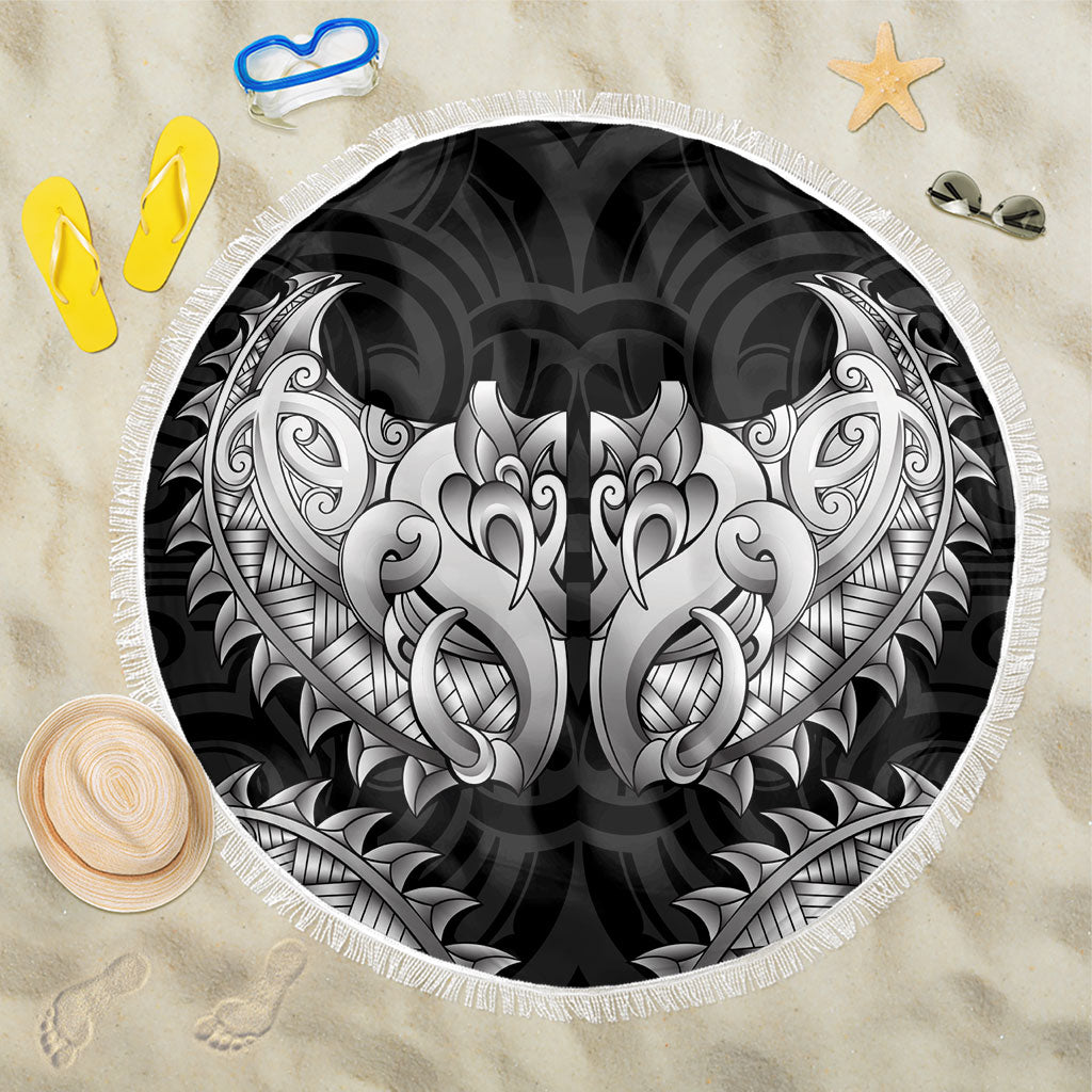 New Zealand Ta Moko Beach Blanket Aotearoa Maori Chest Tattoo Black