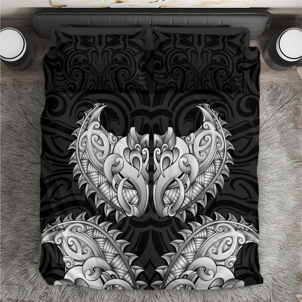 New Zealand Ta Moko Bedding Set Aotearoa Maori Chest Tattoo Black