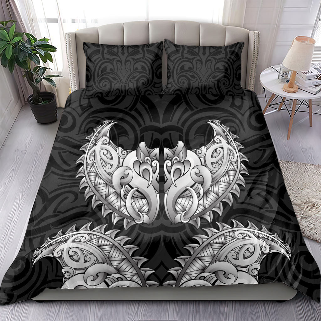 New Zealand Ta Moko Bedding Set Aotearoa Maori Chest Tattoo Black