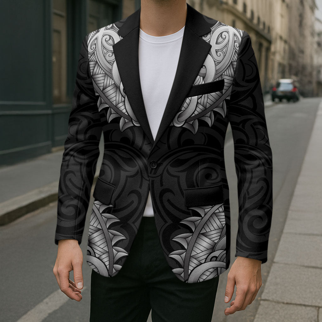 New Zealand Ta Moko Blazer Aotearoa Maori Chest Tattoo Black