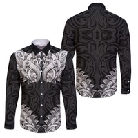 New Zealand Ta Moko Family Matching Long Sleeve Bodycon Dress and Hawaiian Shirt Aotearoa Maori Chest Tattoo Black