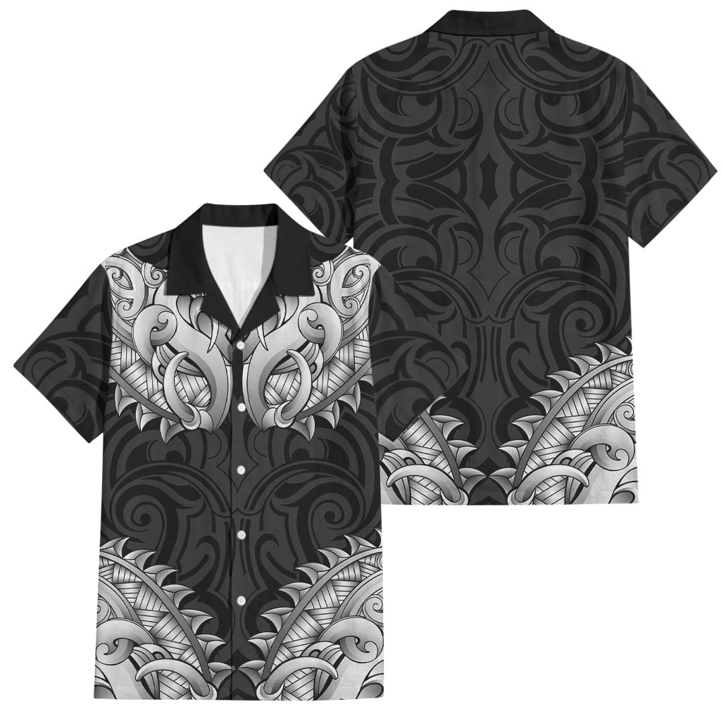 New Zealand Ta Moko Family Matching Summer Maxi Dress and Hawaiian Shirt Aotearoa Maori Chest Tattoo Black