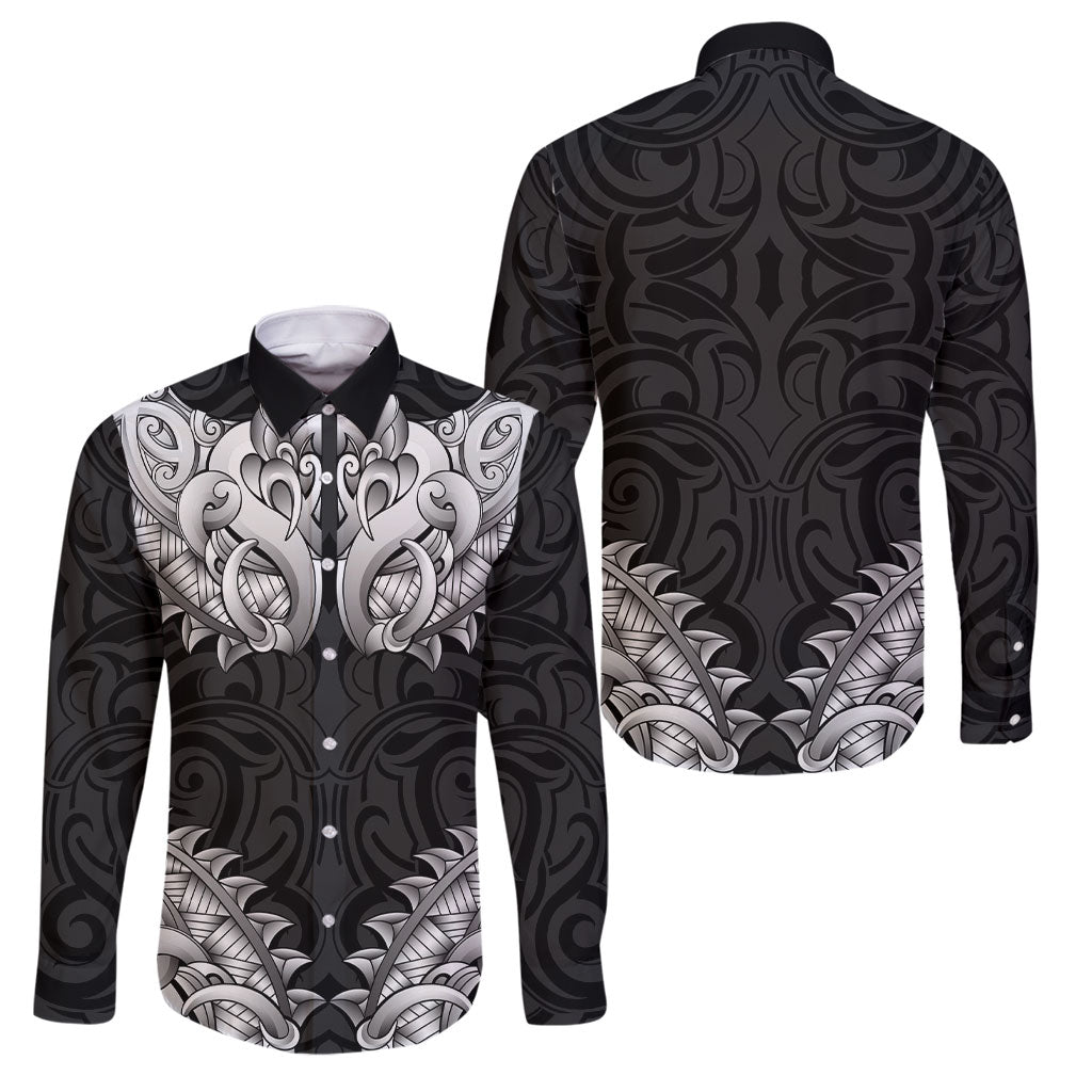New Zealand Ta Moko Family Matching Summer Maxi Dress and Hawaiian Shirt Aotearoa Maori Chest Tattoo Black
