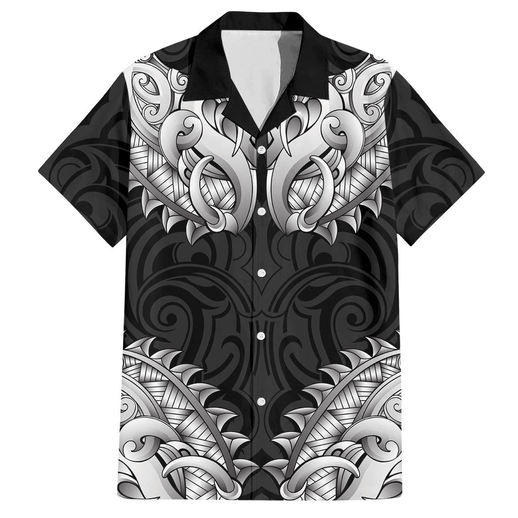 New Zealand Ta Moko Hawaiian Shirt Aotearoa Maori Chest Tattoo Black
