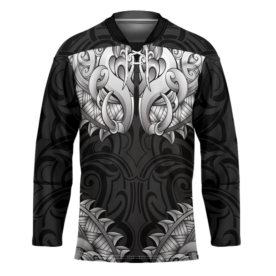 New Zealand Ta Moko Hockey Jersey Aotearoa Maori Chest Tattoo Black