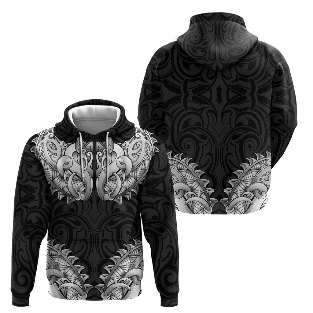 New Zealand Ta Moko Hoodie Aotearoa Maori Chest Tattoo Black
