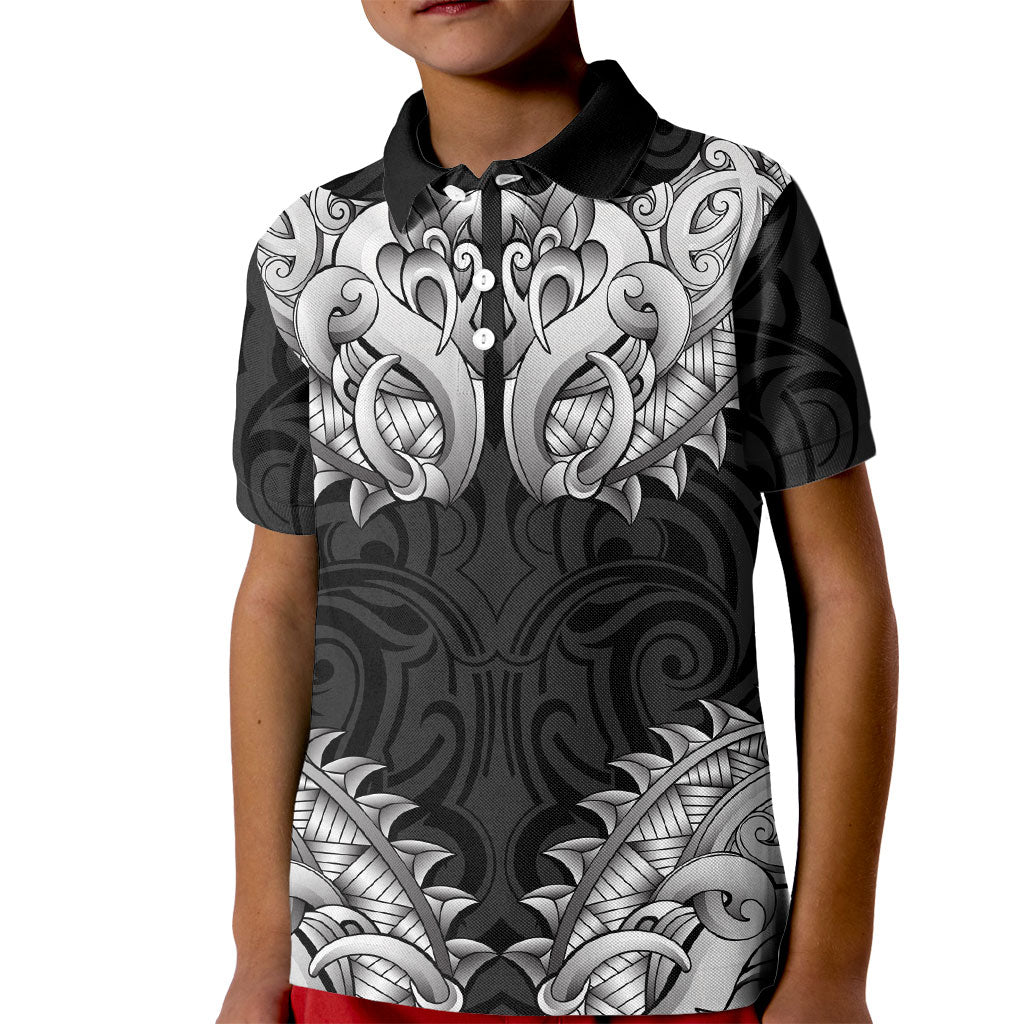 New Zealand Ta Moko Kid Polo Shirt Aotearoa Maori Chest Tattoo Black