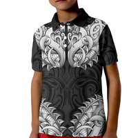 New Zealand Ta Moko Kid Polo Shirt Aotearoa Maori Chest Tattoo Black
