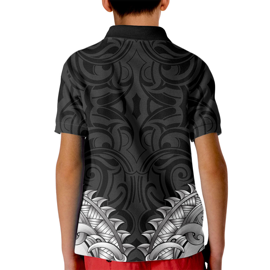 New Zealand Ta Moko Kid Polo Shirt Aotearoa Maori Chest Tattoo Black