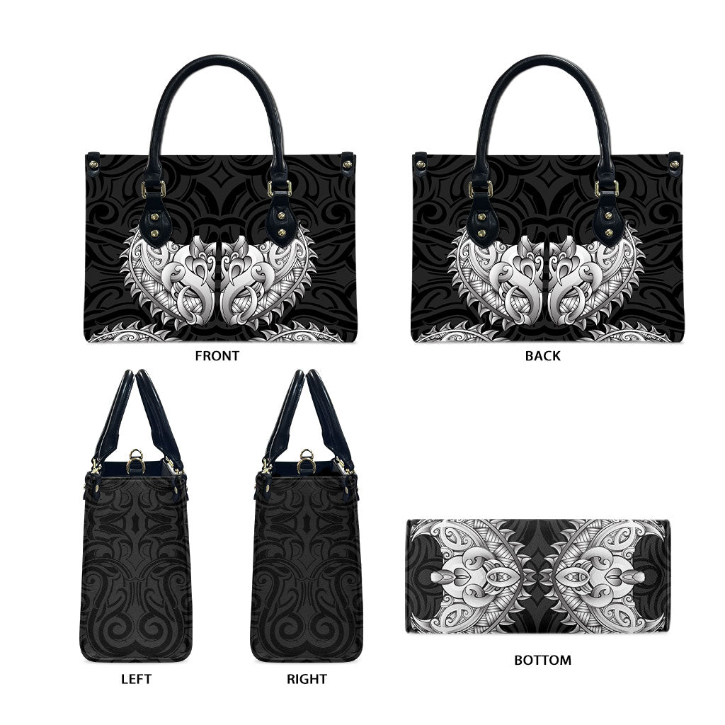 New Zealand Ta Moko Leather Bag Aotearoa Maori Chest Tattoo Black