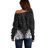 New Zealand Ta Moko Off Shoulder Sweater Aotearoa Maori Chest Tattoo Black
