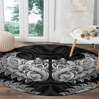 New Zealand Ta Moko Round Carpet Aotearoa Maori Chest Tattoo Black