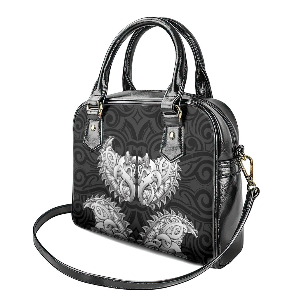 New Zealand Ta Moko Shoulder Handbag Aotearoa Maori Chest Tattoo Black