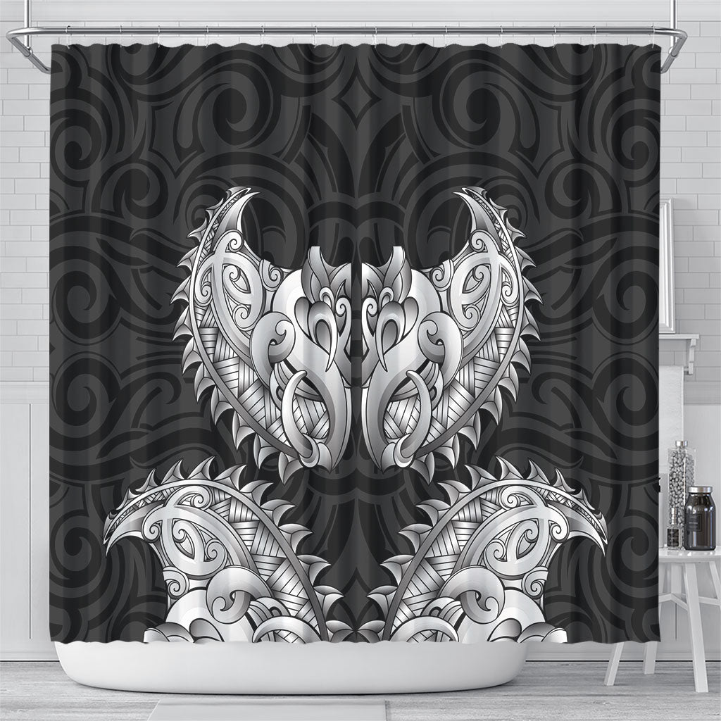 New Zealand Ta Moko Shower Curtain Aotearoa Maori Chest Tattoo Black