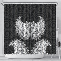 New Zealand Ta Moko Shower Curtain Aotearoa Maori Chest Tattoo Black