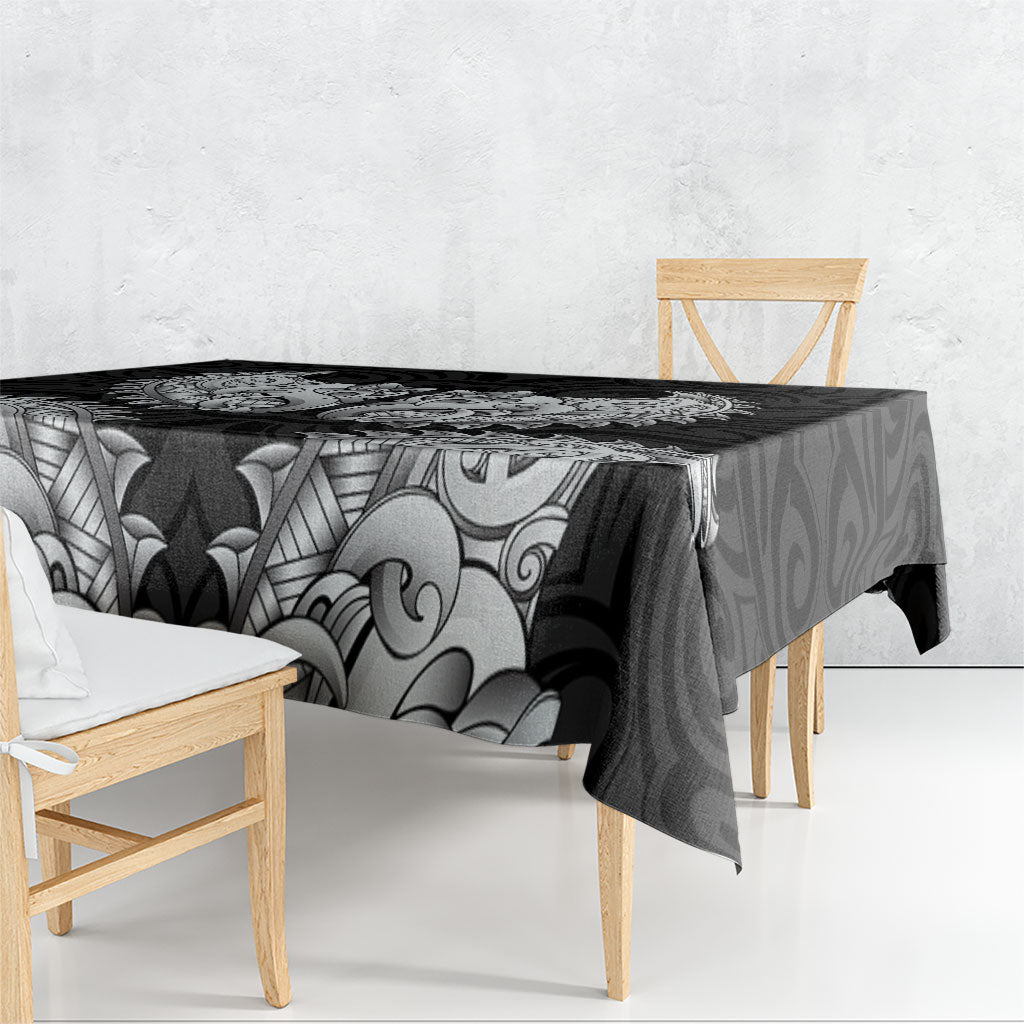 New Zealand Ta Moko Tablecloth Aotearoa Maori Chest Tattoo Black