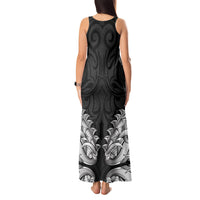 New Zealand Ta Moko Tank Maxi Dress Aotearoa Maori Chest Tattoo Black