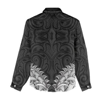 New Zealand Ta Moko Women Casual Shirt Aotearoa Maori Chest Tattoo Black