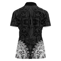 New Zealand Ta Moko Women Polo Shirt Aotearoa Maori Chest Tattoo Black