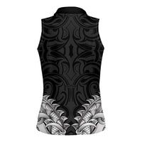 New Zealand Ta Moko Women Sleeveless Polo Shirt Aotearoa Maori Chest Tattoo Black