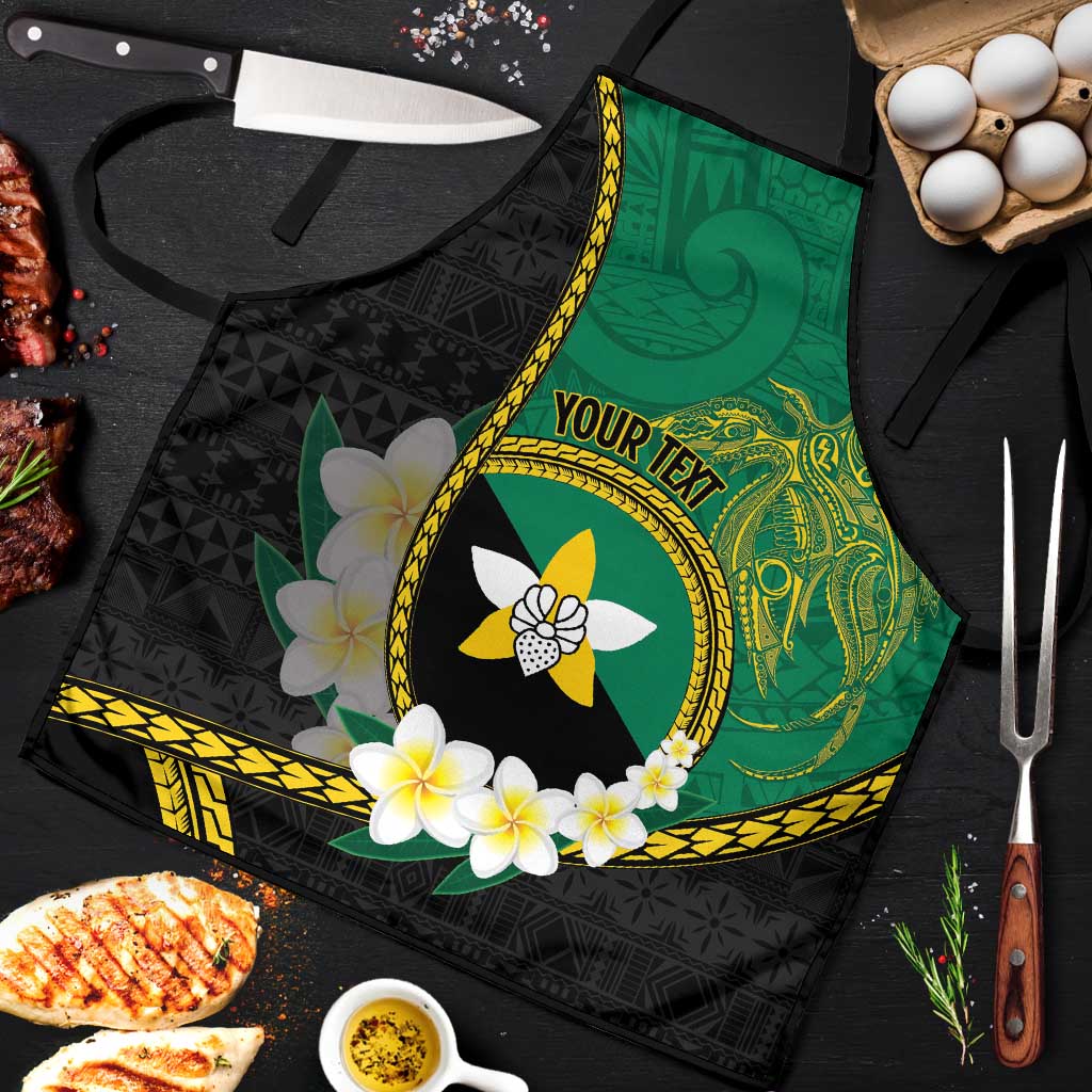 Personalised PNG Enga Provins Apron Papua New Guinea Plumeria Melanesian Pattern LT14 Black - Polynesian Pride