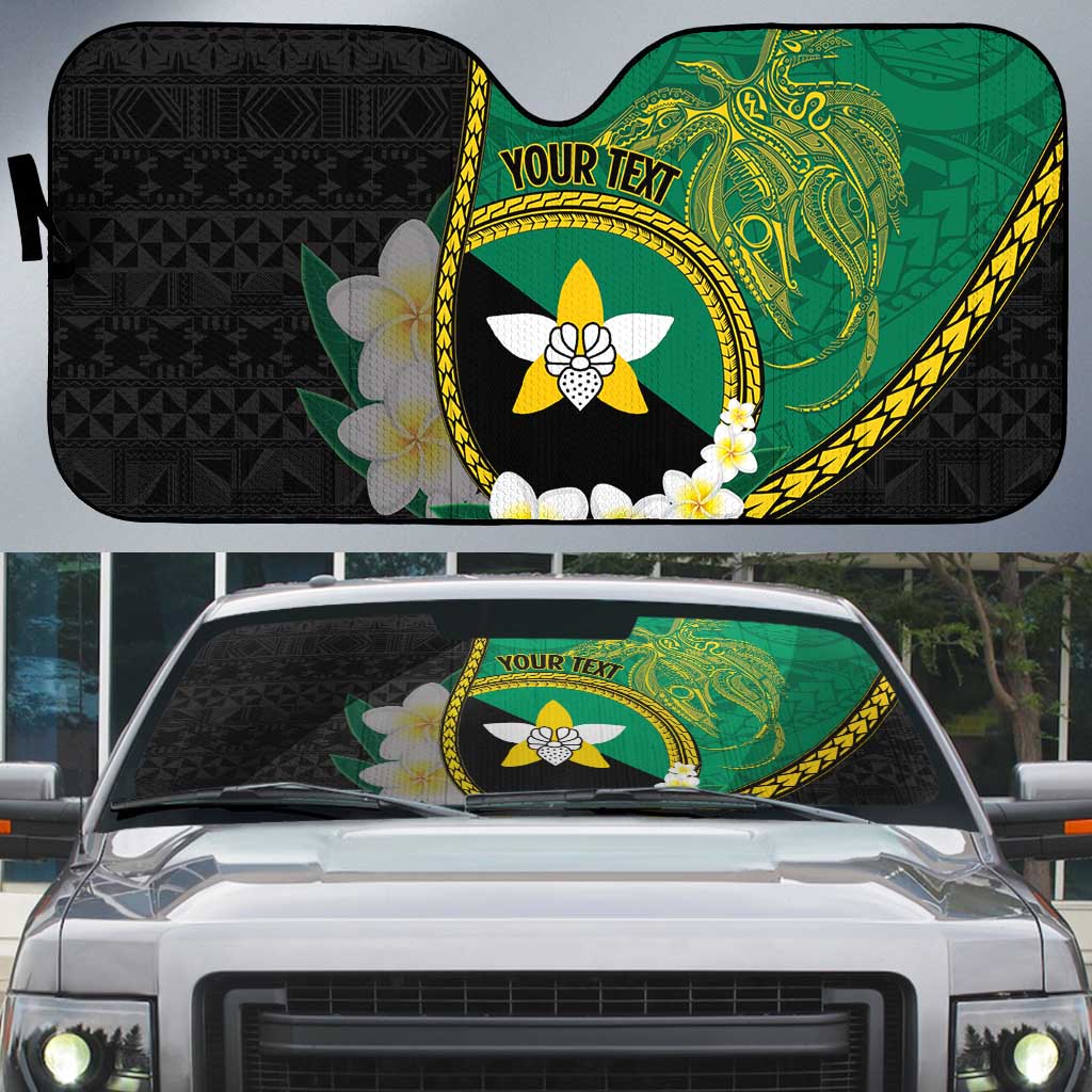 Personalised PNG Enga Provins Auto Sun Shade Papua New Guinea Plumeria Melanesian Pattern LT14 Black - Polynesian Pride