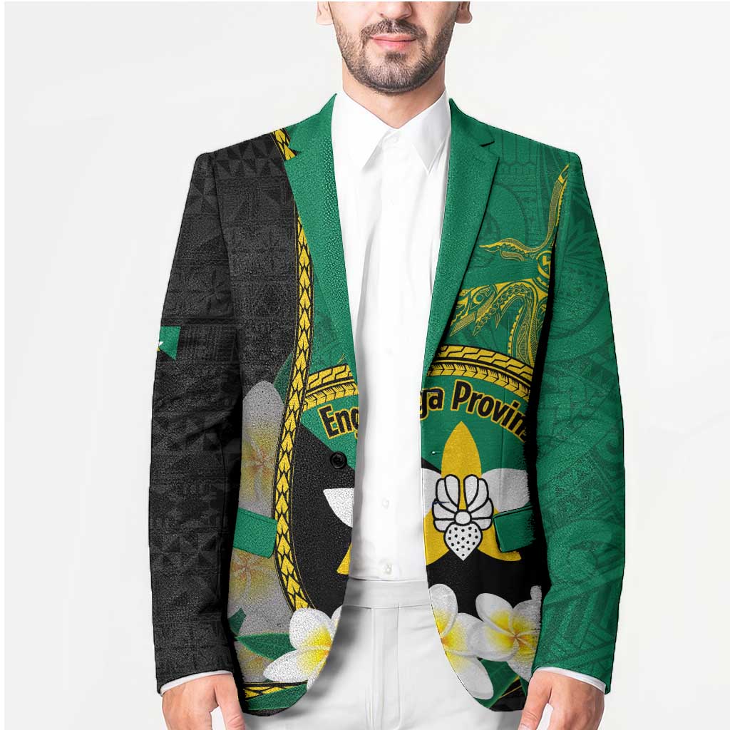 Personalised PNG Enga Provins Blazer Papua New Guinea Plumeria Melanesian Pattern - Polynesian Pride