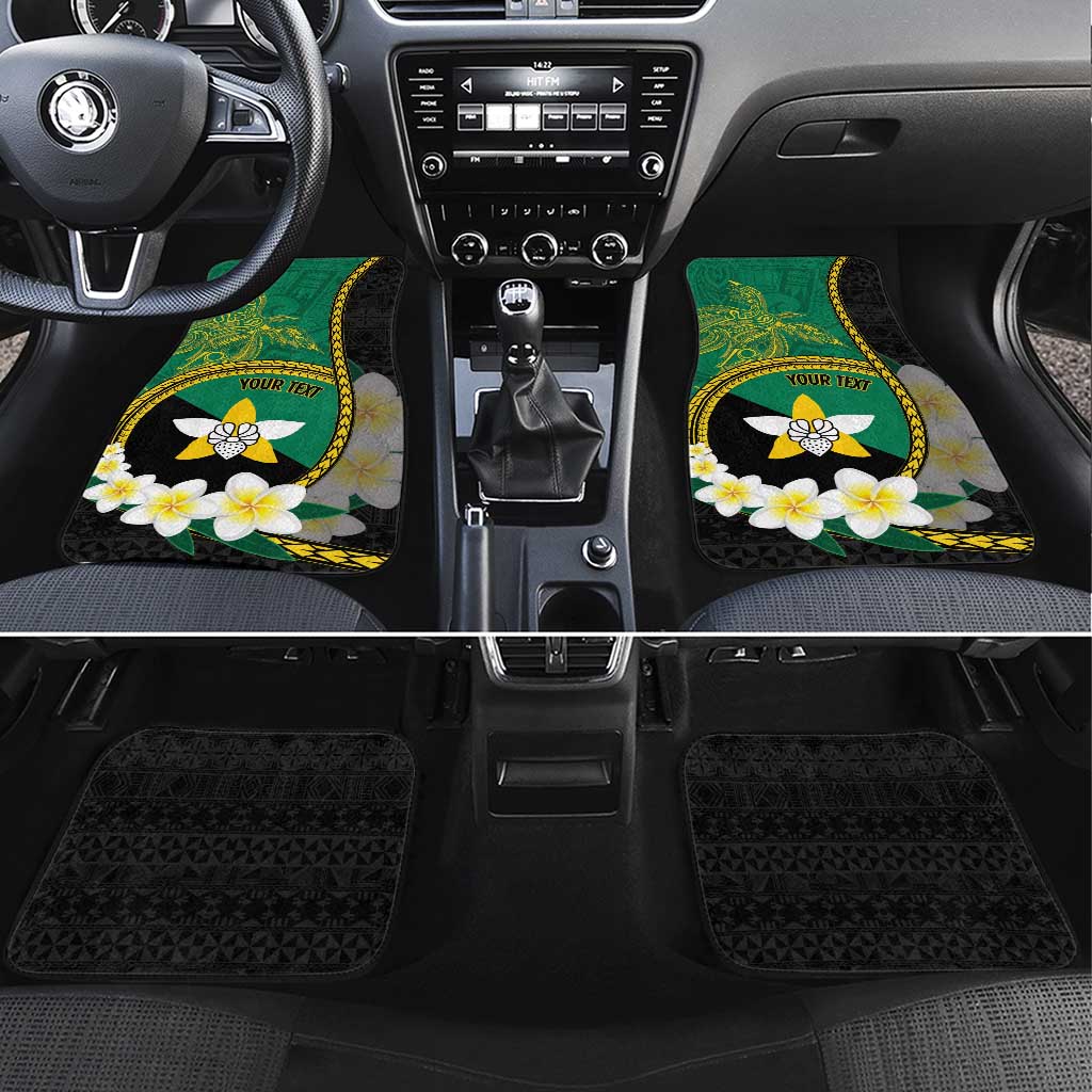 Personalised PNG Enga Provins Car Mats Papua New Guinea Plumeria Melanesian Pattern LT14 Set 4pcs Black - Polynesian Pride