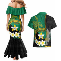 Personalised PNG Enga Provins Couples Matching Mermaid Dress and Hawaiian Shirt Papua New Guinea Plumeria Melanesian Pattern LT14 - Polynesian Pride