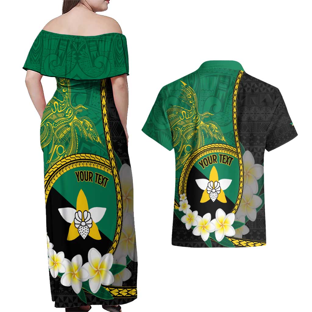 Personalised PNG Enga Provins Couples Matching Off Shoulder Maxi Dress and Hawaiian Shirt Papua New Guinea Plumeria Melanesian Pattern LT14 - Polynesian Pride
