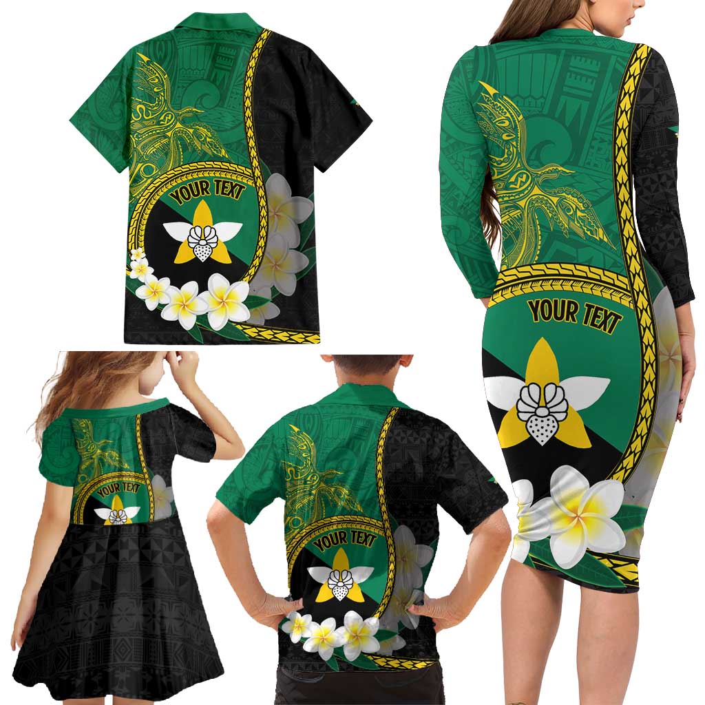 Personalised PNG Enga Provins Family Matching Long Sleeve Bodycon Dress and Hawaiian Shirt Papua New Guinea Plumeria Melanesian Pattern LT14 - Polynesian Pride