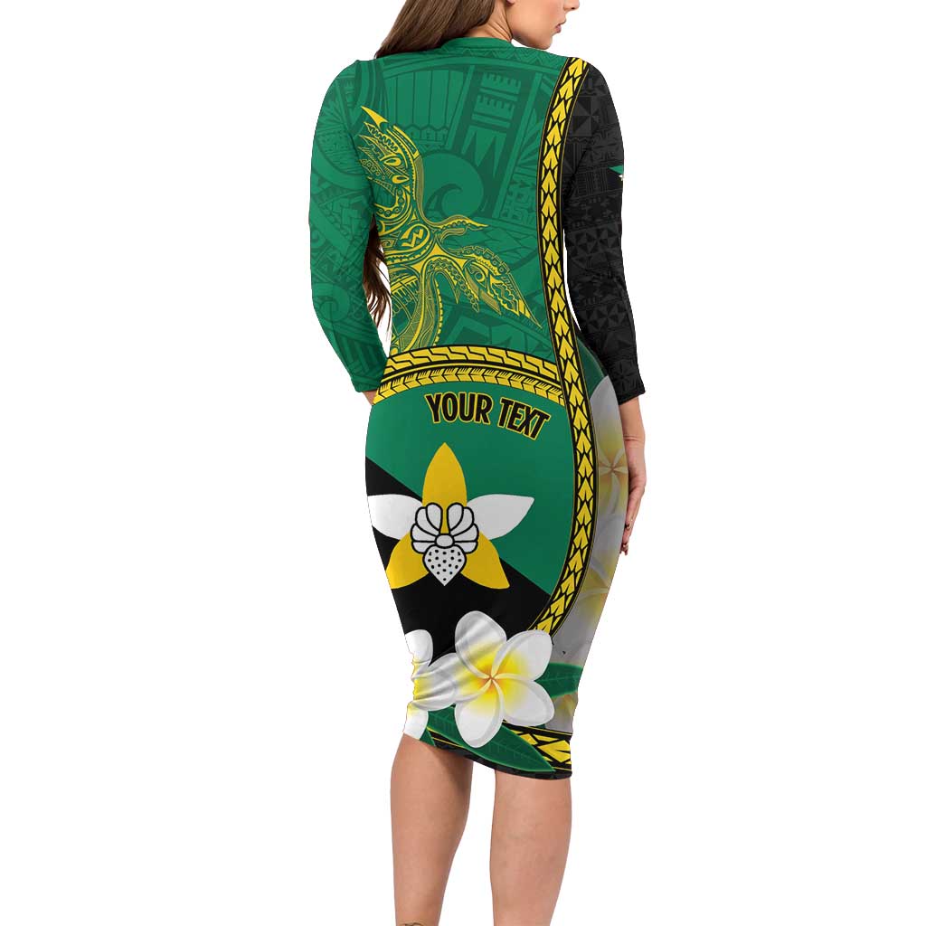 Personalised PNG Enga Provins Family Matching Long Sleeve Bodycon Dress and Hawaiian Shirt Papua New Guinea Plumeria Melanesian Pattern LT14 - Polynesian Pride