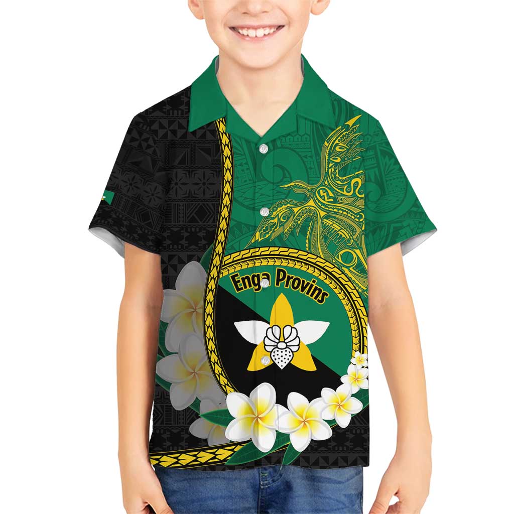 Personalised PNG Enga Provins Family Matching Long Sleeve Bodycon Dress and Hawaiian Shirt Papua New Guinea Plumeria Melanesian Pattern LT14 Son's Shirt Black - Polynesian Pride