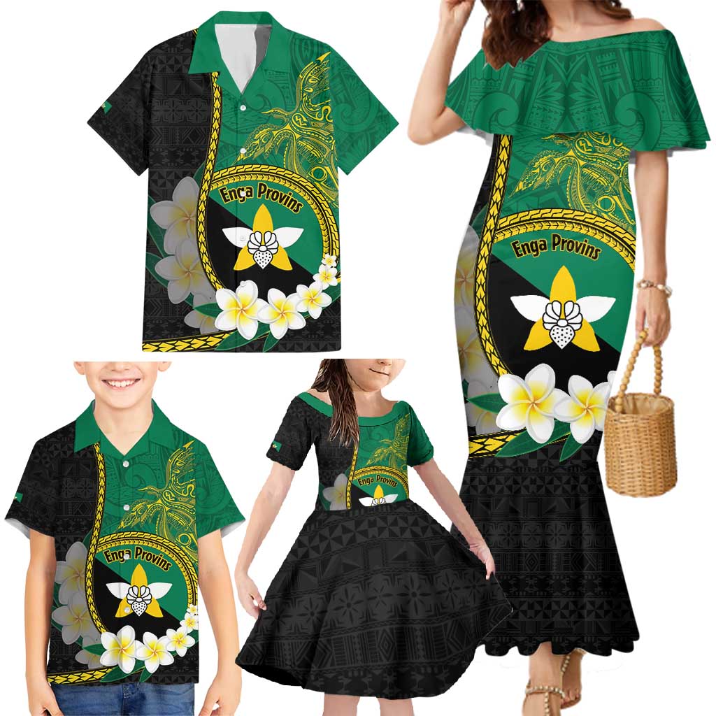 Personalised PNG Enga Provins Family Matching Mermaid Dress and Hawaiian Shirt Papua New Guinea Plumeria Melanesian Pattern - Polynesian Pride