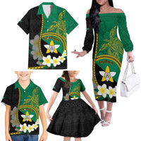 Personalised PNG Enga Provins Family Matching Off The Shoulder Long Sleeve Dress and Hawaiian Shirt Papua New Guinea Plumeria Melanesian Pattern LT14 - Polynesian Pride