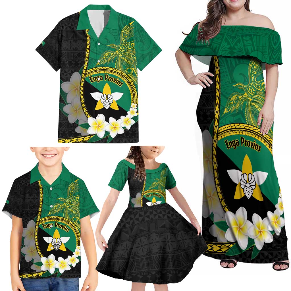 Personalised PNG Enga Provins Family Matching Off Shoulder Maxi Dress and Hawaiian Shirt Papua New Guinea Plumeria Melanesian Pattern LT14 - Polynesian Pride