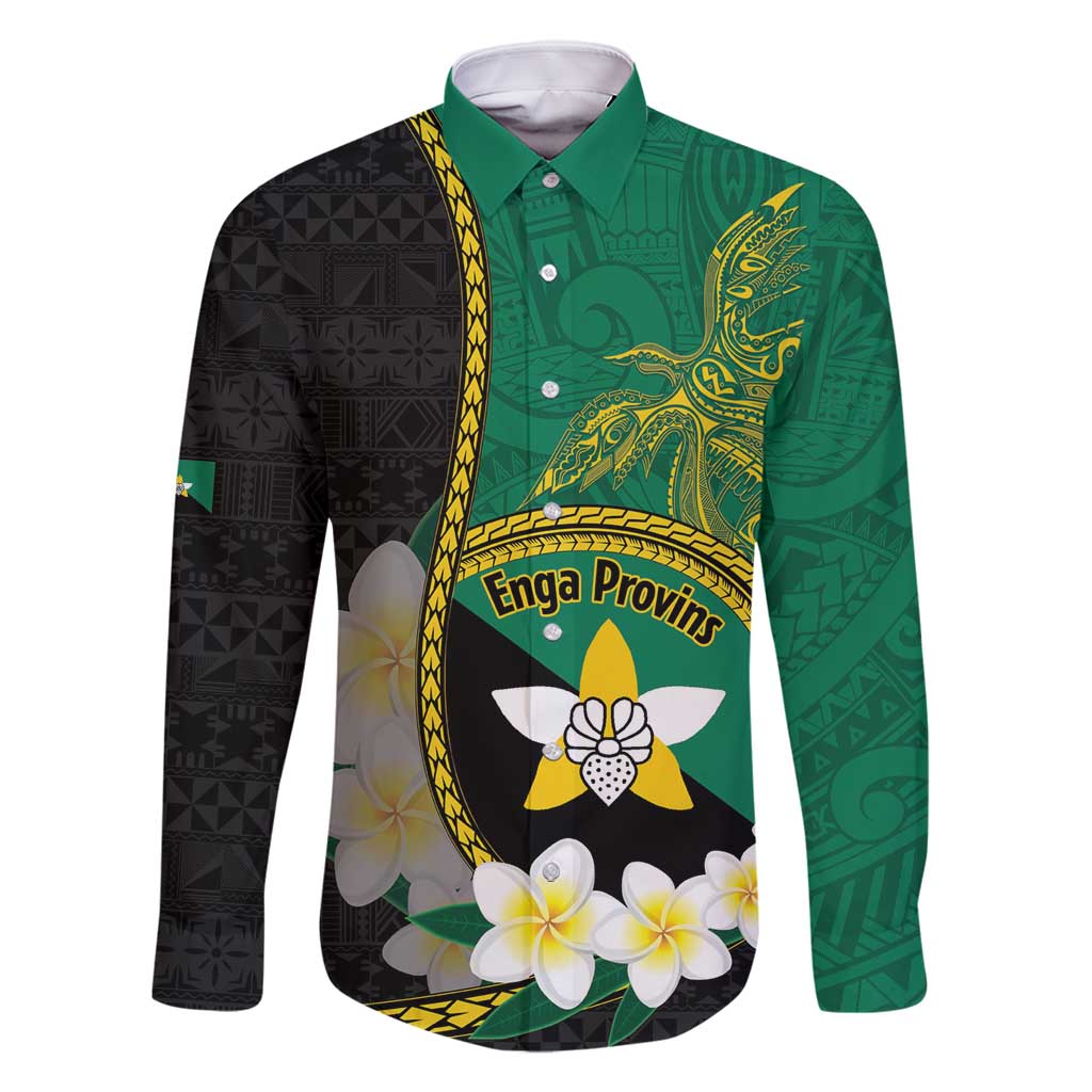 Personalised PNG Enga Provins Family Matching Off Shoulder Maxi Dress and Hawaiian Shirt Papua New Guinea Plumeria Melanesian Pattern LT14 Dad's Shirt - Long Sleeve Black - Polynesian Pride
