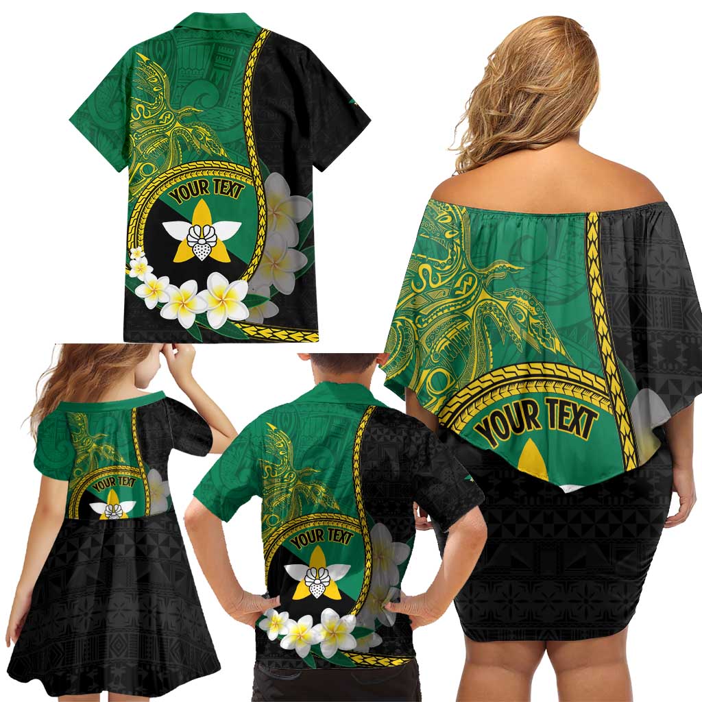 Personalised PNG Enga Provins Family Matching Off Shoulder Short Dress and Hawaiian Shirt Papua New Guinea Plumeria Melanesian Pattern LT14 - Polynesian Pride