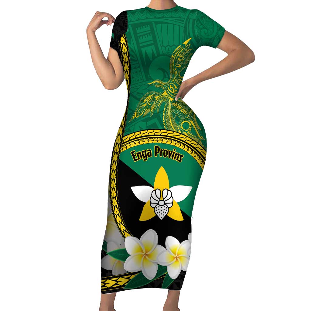 Personalised PNG Enga Provins Family Matching Short Sleeve Bodycon Dress and Hawaiian Shirt Papua New Guinea Plumeria Melanesian Pattern LT14 Mom's Dress Black - Polynesian Pride