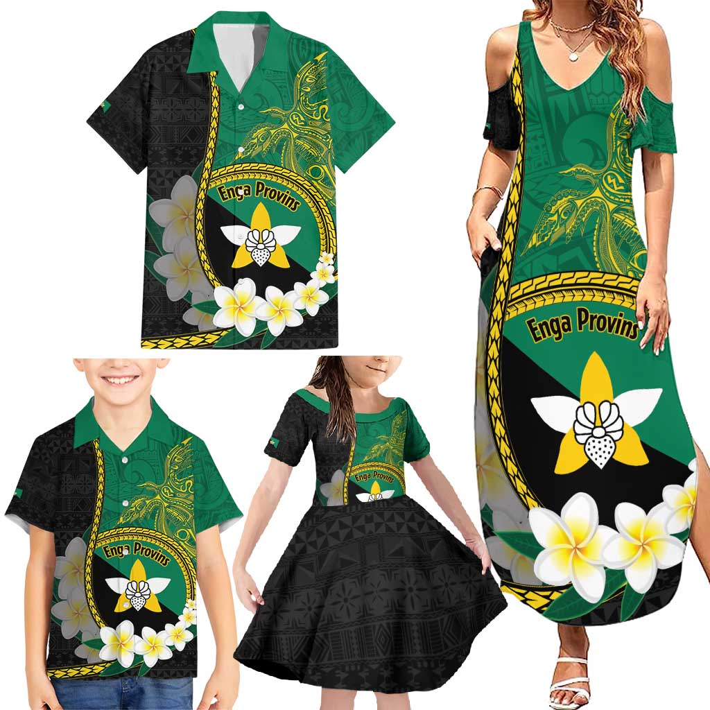 Personalised PNG Enga Provins Family Matching Summer Maxi Dress and Hawaiian Shirt Papua New Guinea Plumeria Melanesian Pattern LT14 - Polynesian Pride