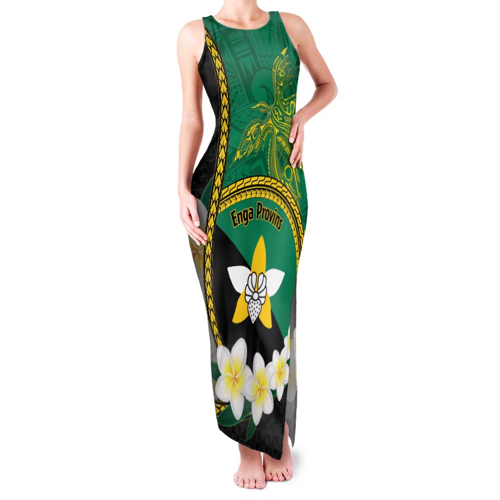 Personalised PNG Enga Provins Family Matching Tank Maxi Dress and Hawaiian Shirt Papua New Guinea Plumeria Melanesian Pattern LT14 Mom's Dress Black - Polynesian Pride