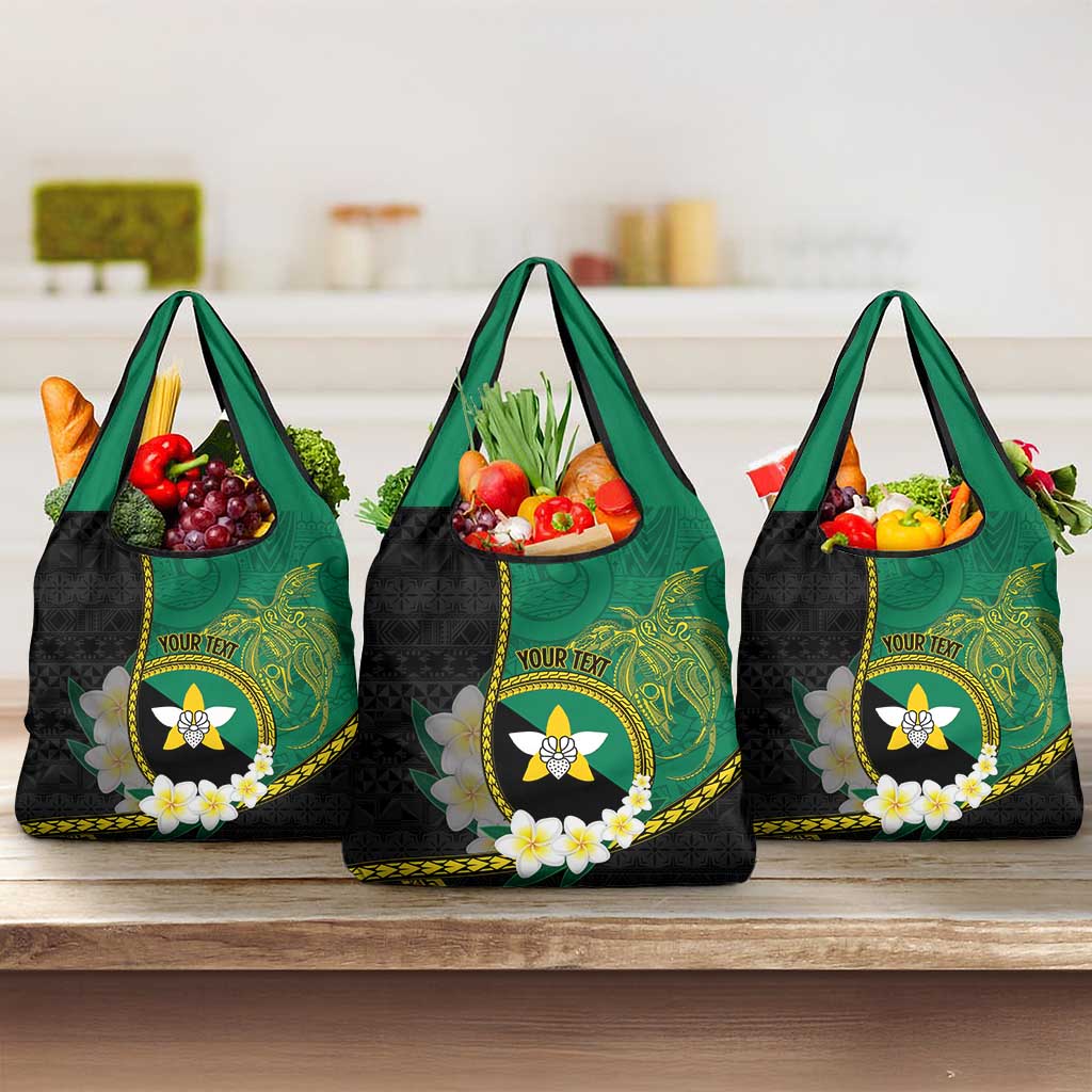 Personalised PNG Enga Provins Grocery Bag Papua New Guinea Plumeria Melanesian Pattern - Polynesian Pride