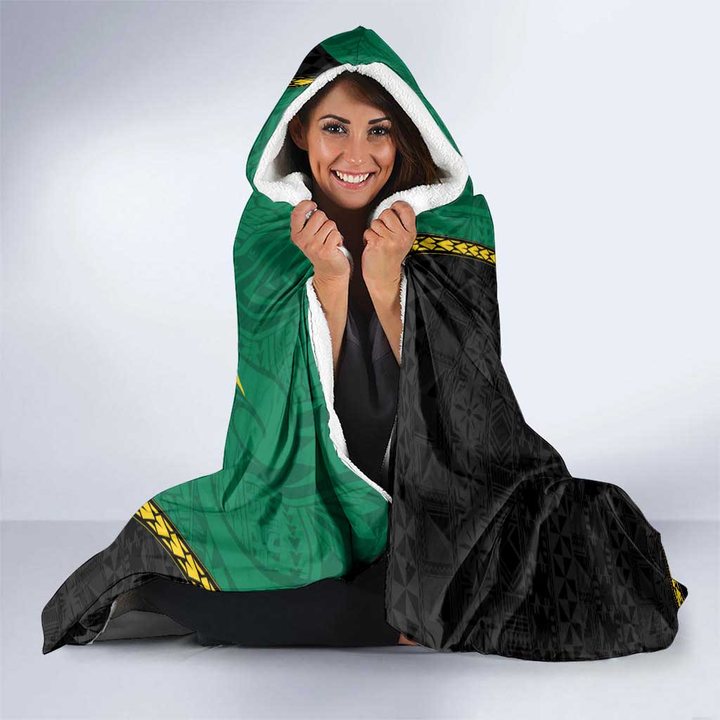 Personalised PNG Enga Provins Hooded Blanket Papua New Guinea Plumeria Melanesian Pattern - Polynesian Pride