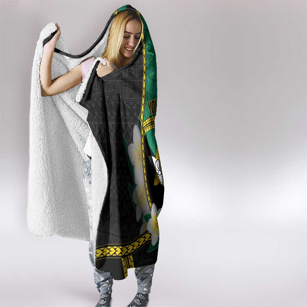 Personalised PNG Enga Provins Hooded Blanket Papua New Guinea Plumeria Melanesian Pattern - Polynesian Pride