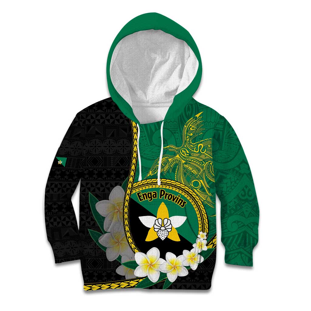 Personalised PNG Enga Provins Kid Hoodie Papua New Guinea Plumeria Melanesian Pattern LT14 Hoodie Black - Polynesian Pride