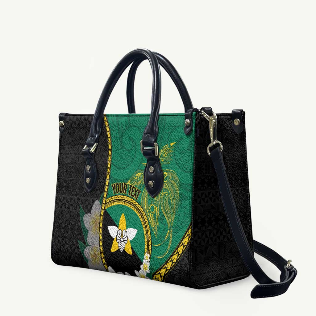 Personalised PNG Enga Provins Leather Bag Papua New Guinea Plumeria Melanesian Pattern - Polynesian Pride
