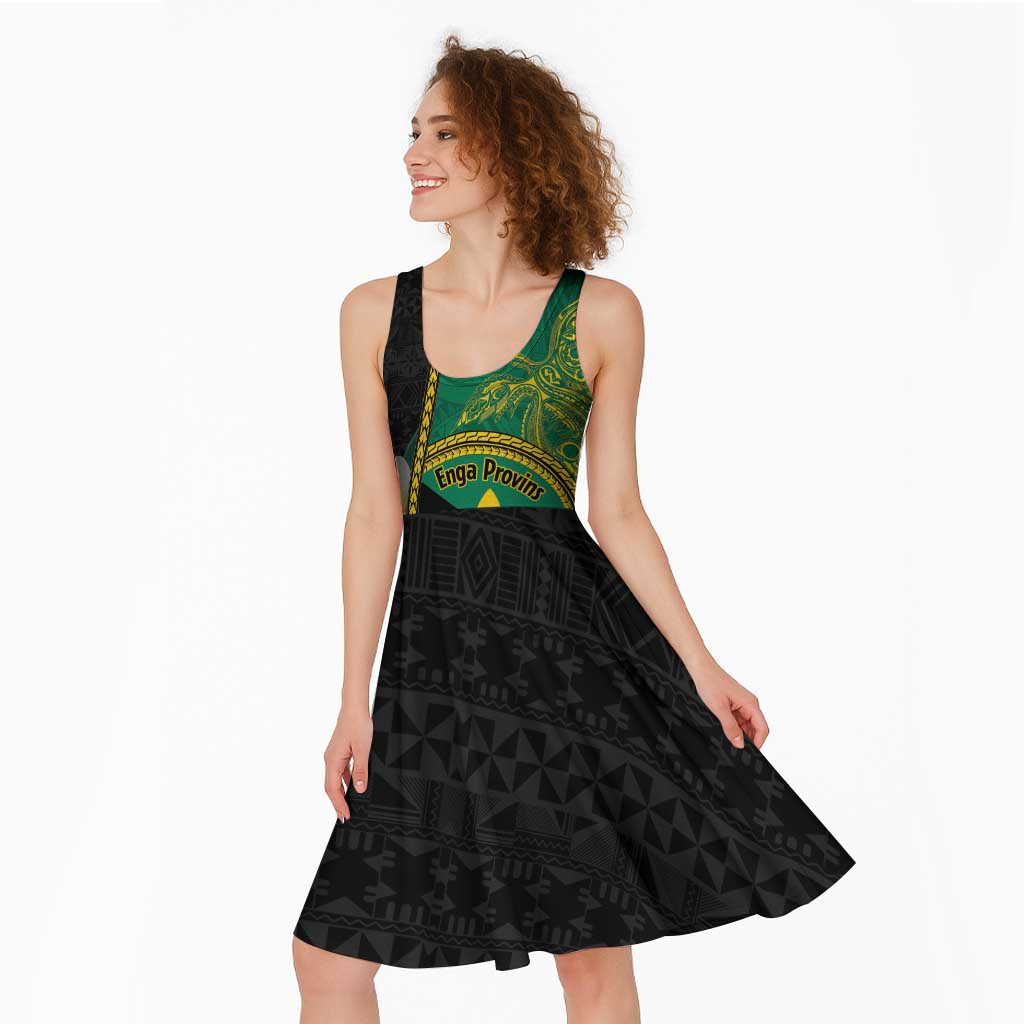Personalised PNG Enga Provins Midi Dress Papua New Guinea Plumeria Melanesian Pattern - Polynesian Pride
