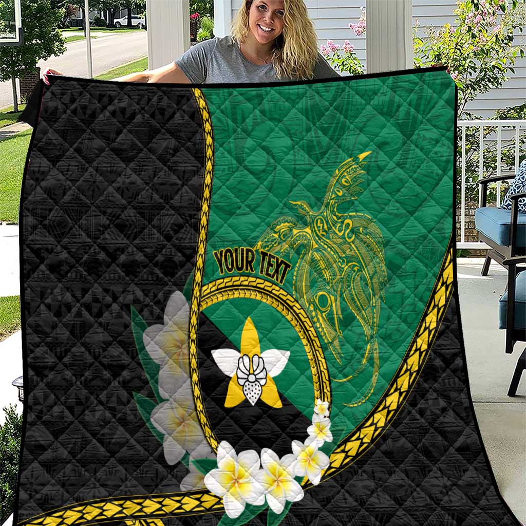 Personalised PNG Enga Provins Quilt Papua New Guinea Plumeria Melanesian Pattern LT14 Black - Polynesian Pride